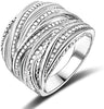 2 Tone Intertwined Crossover Statement Ring Fashion Chunky Band Rings for Women Wide Index Finger Rings Costume Jewelry - Silver 9