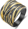 2 Tone Intertwined Crossover Statement Ring Fashion Chunky Band Rings for Women Wide Index Finger Rings Costume Jewelry - Gold and black 6