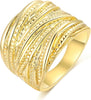 2 Tone Intertwined Crossover Statement Ring Fashion Chunky Band Rings for Women Wide Index Finger Rings Costume Jewelry - Gold 9