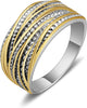 2 Tone Intertwined Crossover Statement Ring Fashion Chunky Band Rings for Women Wide Index Finger Rings Costume Jewelry - scaled-down Gold and silver 7