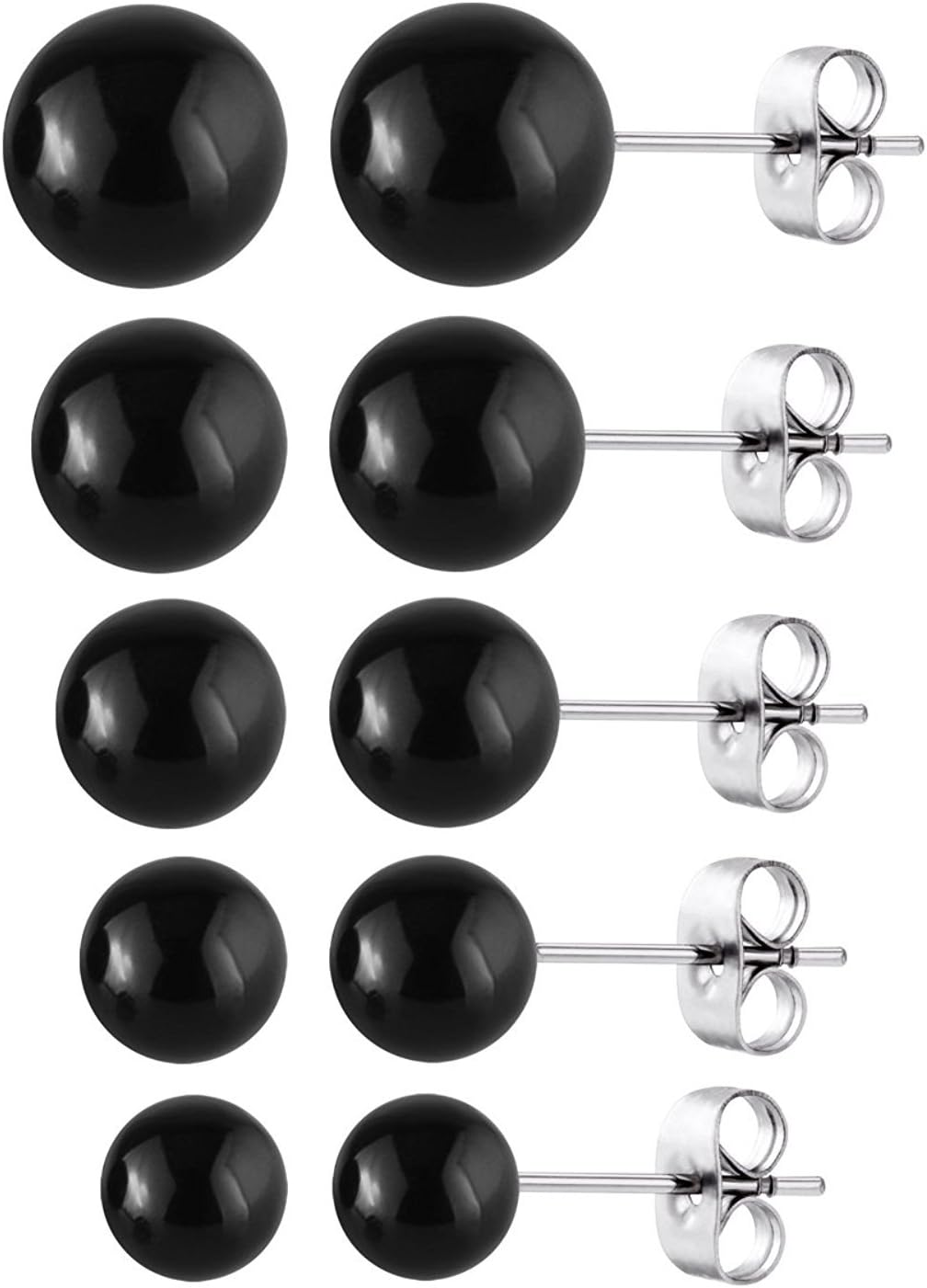 Faux Pearl Stud Earrings 5 Pairs, Stainless Steel Starter Set for Women - main view