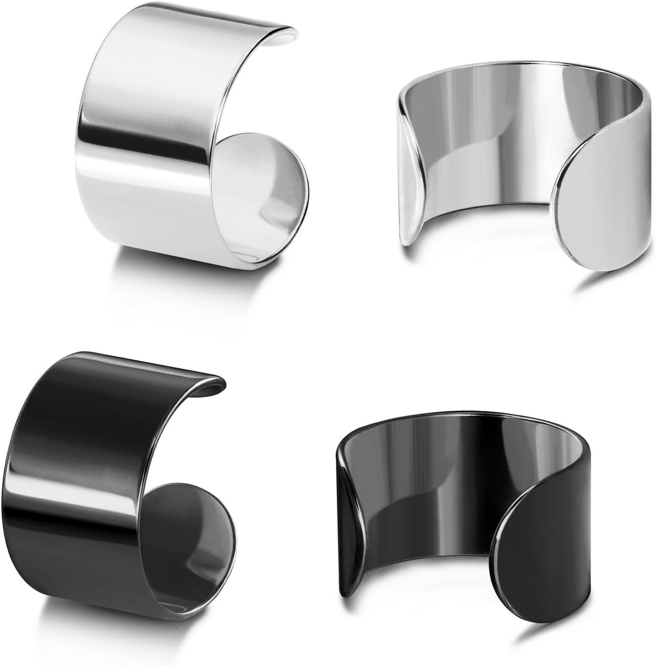 Earcuffs Stainless Steel Ear Cuffs Helix Cartilage Clip on Wrap Punk Earrings for Women Non Piercing Adjustable - main view