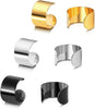 Earcuffs Stainless Steel Ear Cuffs Helix Cartilage Clip on Wrap Punk Earrings for Women Non Piercing Adjustable - 03. Steel Gold Black