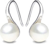 925 Sterling Silver Hoop Handpicked AAA+ Quality 7.5-8mm White Freshwater Cultured Pearl Dangle Drop Earrings Jewelry for Women - main view