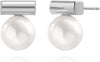 925 Sterling Silver Hoop Handpicked AAA+ Quality 7.5-8mm White Freshwater Cultured Pearl Dangle Drop Earrings Jewelry for Women - 8. Silver Plated Bar