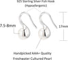 925 Sterling Silver Hoop Handpicked AAA+ Quality 7.5-8mm White Freshwater Cultured Pearl Dangle Drop Earrings Jewelry for Women - view 3