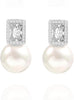 925 Sterling Silver Hoop Handpicked AAA+ Quality 7.5-8mm White Freshwater Cultured Pearl Dangle Drop Earrings Jewelry for Women - 3. Silver Plated CZ