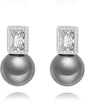 925 Sterling Silver Hoop Handpicked AAA+ Quality 7.5-8mm White Freshwater Cultured Pearl Dangle Drop Earrings Jewelry for Women - 6. Silver Plated Gray Pearl