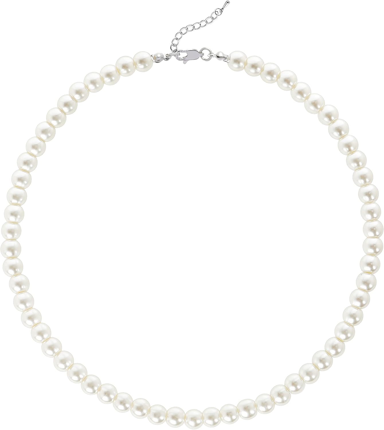 Pearl Necklace for Women Round Faux Pearl Choker Wedding Jewelry with Dainty Beads Adjustable Length Multiple Size Options Bridal Shower Bridesmaid - main view