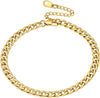 Ankle Bracelets for Women Stainless Steel - Gold Plated-5mm-Curb Chain