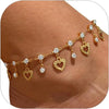 Ankle Bracelets for Women Stainless Steel - Gold Plated-White-Heart Charm