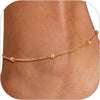 Ankle Bracelets for Women Stainless Steel - Gold Plated-Bead Chain