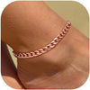 Ankle Bracelets for Women Stainless Steel - Rose Gold Plated-7mm-Cuban Chain