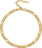 Ankle Bracelets for Women Stainless Steel - Gold Plated-5mm-Figaro Chain