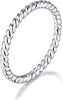 Stackable Ring for Women, Sterling Silver Twisted Band, 2mm Size 4-12 - main view