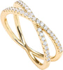 14K Gold Plated X Ring Simulated Diamond CZ Criss Cross Ring for Women - main view