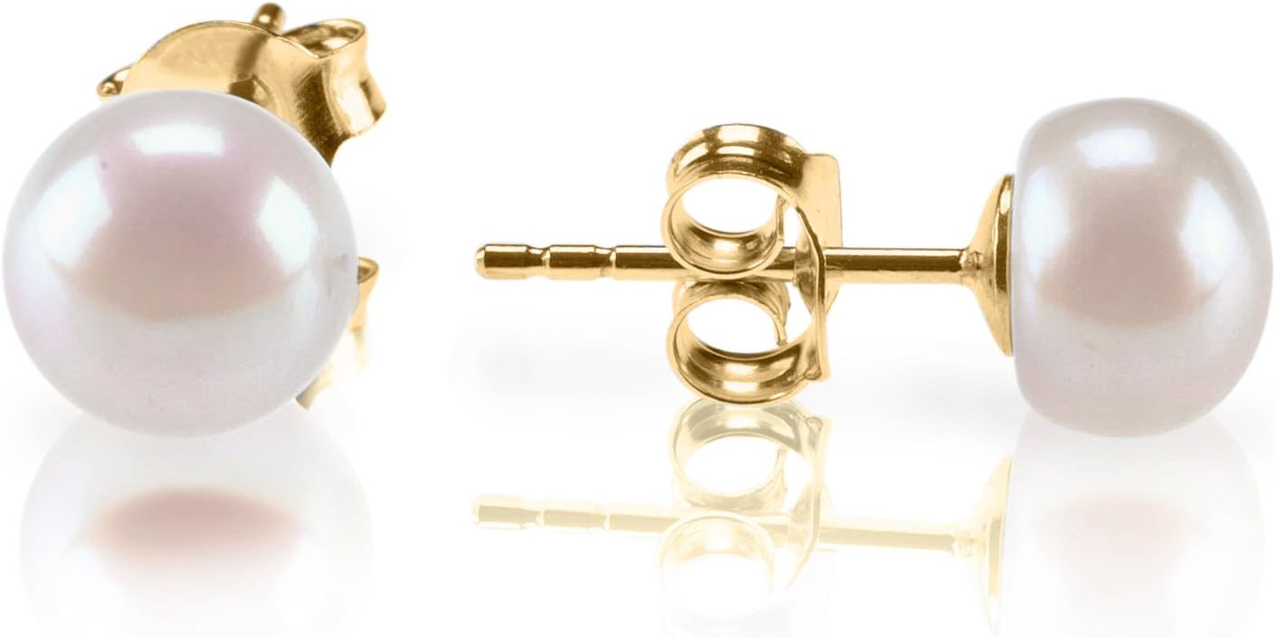 14K Gold Plated Freshwater Cultured Pearl Stud Earrings for Women - main view