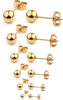 20G Stainless Steel Ball Stud Earrings Women Round 3-8mm 6Pairs - 6Pairs - Gold