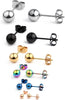 20G Stainless Steel Ball Stud Earrings Women Round 3-8mm 6Pairs - 6Pairs - Mix Color