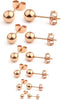20G Stainless Steel Ball Stud Earrings Women Round 3-8mm 6Pairs - 6Pairs - Rose Gold