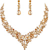 Women's Wedding Statement Necklace Dangle Earring Jewelry - 12-Champagne Gold-Plated-Base