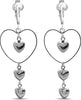 Silver Clip On Earrings For Women, They Look Pierced, Don't Pinch & Won't Fall Off, & Lightweight - Silver Heart Dangle