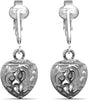 Silver Clip On Earrings For Women, They Look Pierced, Don't Pinch & Won't Fall Off, & Lightweight - Silver Filigree Hearts