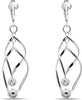 Silver Clip On Earrings For Women, They Look Pierced, Don't Pinch & Won't Fall Off, & Lightweight - Silver Beaded Double Drops