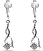 Silver Clip On Earrings For Women, They Look Pierced, Don't Pinch & Won't Fall Off, & Lightweight - Silver Twist CZ