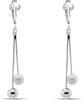 Silver Clip On Earrings For Women, They Look Pierced, Don't Pinch & Won't Fall Off, & Lightweight - Silver Two Bead Dangle