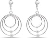 Silver Clip On Earrings For Women, They Look Pierced, Don't Pinch & Won't Fall Off, & Lightweight - Silver Triple Beaded Hoops