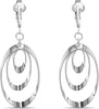 Silver Clip On Earrings For Women, They Look Pierced, Don't Pinch & Won't Fall Off, & Lightweight - Silver Double Ovals