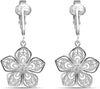 Silver Clip On Earrings For Women, They Look Pierced, Don't Pinch & Won't Fall Off, & Lightweight - Silver Flower