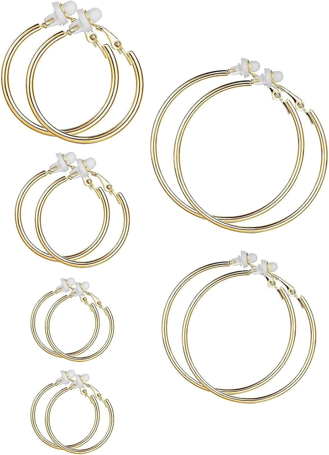 Clip on Hoop Earrings Hoop Gold Earrings Non Piercing Earrings Set for Women - main view