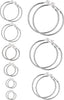 Clip on Hoop Earrings Hoop Gold Earrings Non Piercing Earrings Set for Women - Silver