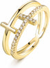 18k Gold Plated Cubic Zirconia Double Cross Ring - main view