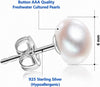Sterling Silver White Button Freshwater Cultured Pearl Stud Earrings for Women Gift - view 6