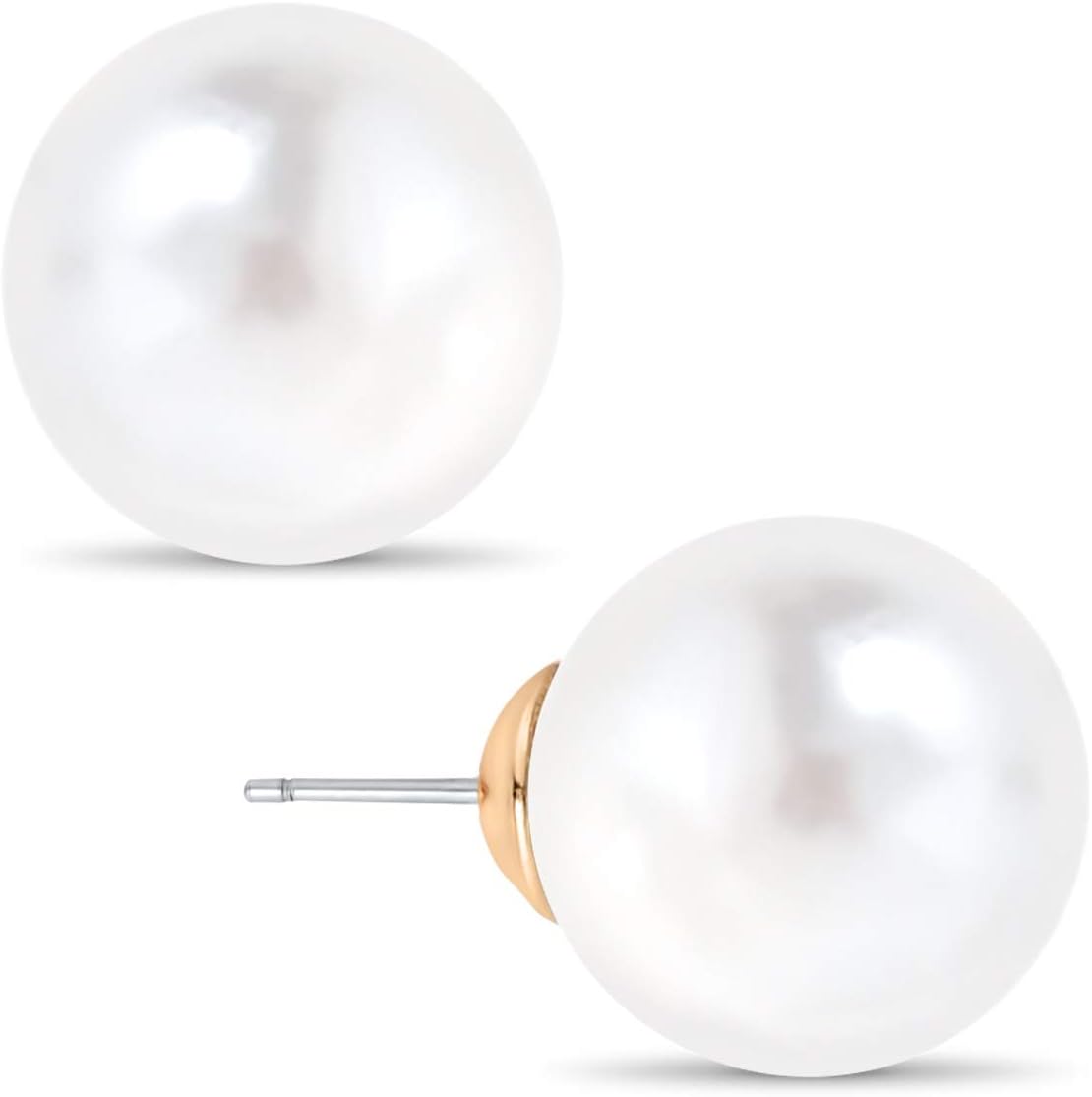 Big Simulated Pearl Earrings for Women - Oversized Round Large Ear Studs - main view