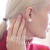 Big Simulated Pearl Earrings for Women - Oversized Round Large Ear Studs - view 7