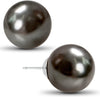 Big Simulated Pearl Earrings for Women - Oversized Round Large Ear Studs - XL Tahitian Black - 14mm EXTRA LARGE