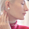 Big Simulated Pearl Earrings for Women - Oversized Round Large Ear Studs - view 2