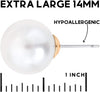 Big Simulated Pearl Earrings for Women - Oversized Round Large Ear Studs - view 3