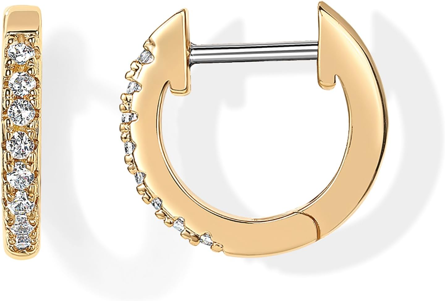 Small Gold Hoop Earrings for Women - 14K Gold Plated Huggie Earring - main view