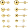 Sterling Silver Earrings for Women: 925 Sterling Silver Round Ball Stud Earrings for Women Multiple Piercing 5 Pairs Tiny Stud Earrings 2mm 3mm 4mm - Gold stud earrings