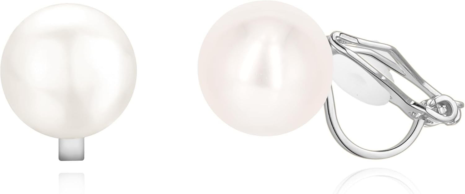 Simulated Freshwater Pearl Clip On Earrings Not Pierced Elegant Stud Jewelry For Women - main view