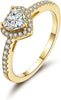 18K Gold Plated Cubic Zirconia Heart Promise Rings for Women - main view