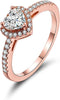 18K Gold Plated Cubic Zirconia Heart Promise Rings for Women - A-rose gold plated 10