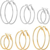 5/12 Pairs Gold Silver Plated Hoop Earrings for Women, Stainless Steel Hoops Earrings Set, Lightweight Large Small Hoops Women Earrings Loop Earrings - main view