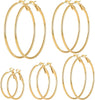 5/12 Pairs Gold Silver Plated Hoop Earrings for Women, Stainless Steel Hoops Earrings Set, Lightweight Large Small Hoops Women Earrings Loop Earrings - 5 Pairs Gold Plated