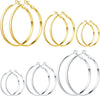5/12 Pairs Gold Silver Plated Hoop Earrings for Women, Stainless Steel Hoops Earrings Set, Lightweight Large Small Hoops Women Earrings Loop Earrings - 6 Pairs Silver Gold Plated Flat Round Shape